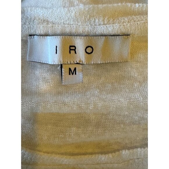 IRO Shirt Women Medium White Clay Cutout Distressed Linen Short Sleeve Tee - Picture 9 of 11
